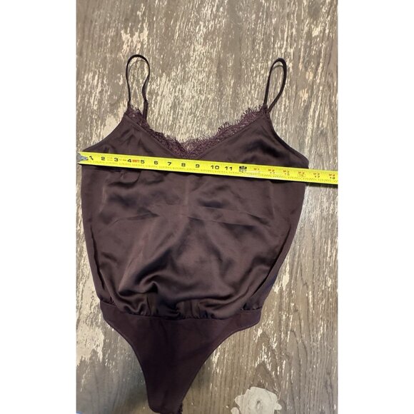 Abercrombie & Fitch Brown Satin Lace Cami Bodysuit NEW SMALL - Picture 4 of 10